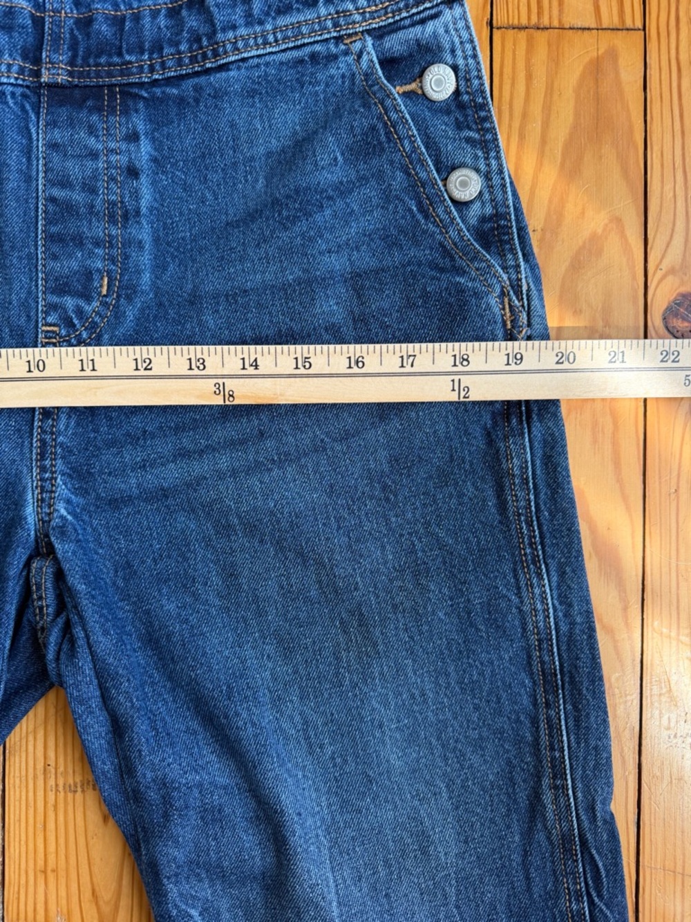 Old Navy Retro Y2K 90s Indigo Blue Denim Ankle Length Overalls Size 6 - Picture 13 of 14